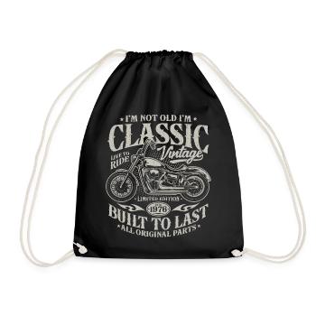 Cadeau de moto vintage pour le 50e anniversaire de 1976 - Sac de sport léger - noir - Devant