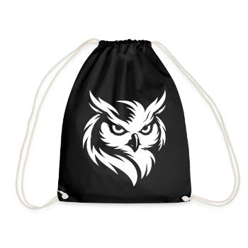 Hibou - Art de lignes de faune mystique Design de la nature - Sac de sport léger - noir - Devant