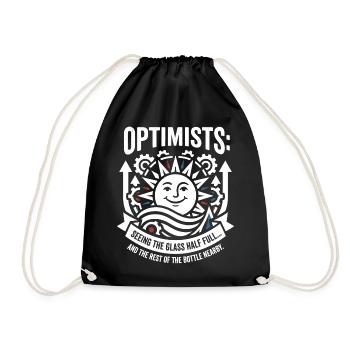 Optimisten Glas Halb Voll Motiv - Turnbeutel - Schwarz - Vorne