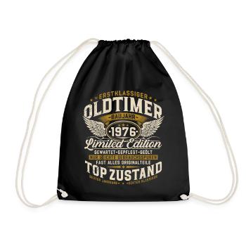 50. Geburtstag 1976 Oldtimer Geschenk Retro - Turnbeutel - Schwarz - Vorne