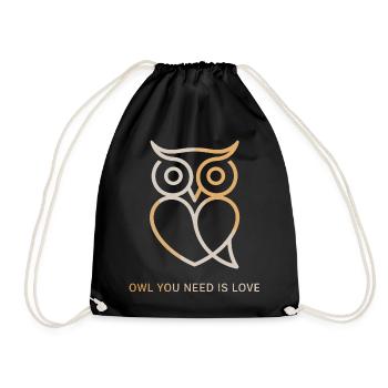 Owl Owl You Need Is Love Owl Love Valentine's Day - Drawstring Bag - black - Front