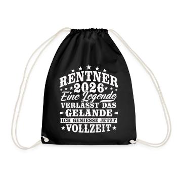 Rentner 2026 Rente Ruhestand Geschenk - Turnbeutel - Schwarz - Vorne