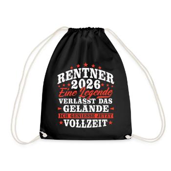 Rentner 2026 Rente Ruhestand Geschenk - Turnbeutel - Schwarz - Vorne