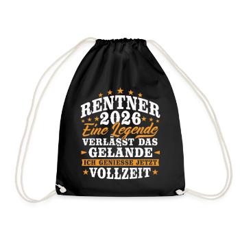 Rentner 2026 Rente Ruhestand Geschenk - Turnbeutel - Schwarz - Vorne