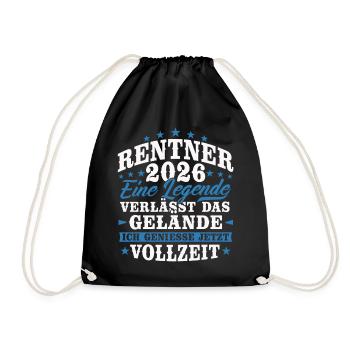 Rentner 2026 Rente Ruhestand Geschenk - Turnbeutel - Schwarz - Vorne