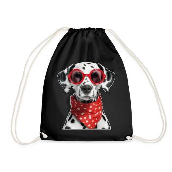 Dalmatian dog with glasses - Drawstring Bag - black - Front
