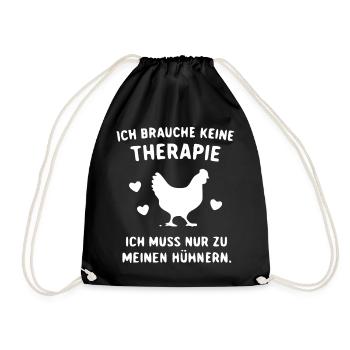 Hühnerthema: Therapie-frei - Turnbeutel - Schwarz - Vorne