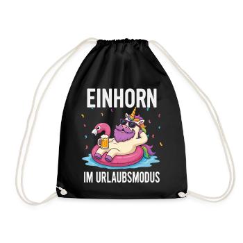Lustiges Einhorn Urlaub Bier Party Urlaubsmodus - Turnbeutel - Schwarz - Vorne