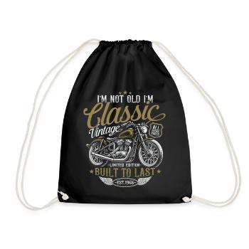 1966 Jahrgang Vintage Motorrad Geburtstag Geschenk - Turnbeutel - Schwarz - Vorne
