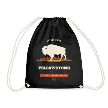 Geysirbecken des Yellowstone-Nationalparks - Turnbeutel - Schwarz - Vorne