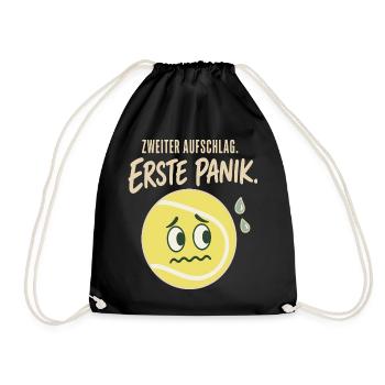 Zweiter Aufschlag Erste Panik Tennis Spruch - Turnbeutel - Schwarz - Vorne