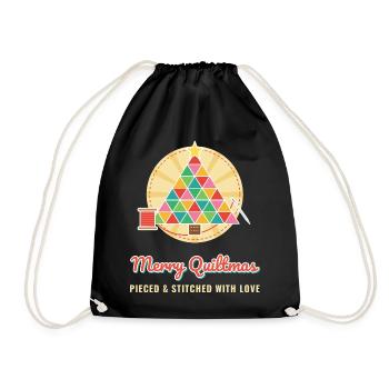 Fröhliche Quiltmas Lustige Weihnachtsquilterin - Turnbeutel - Schwarz - Vorne