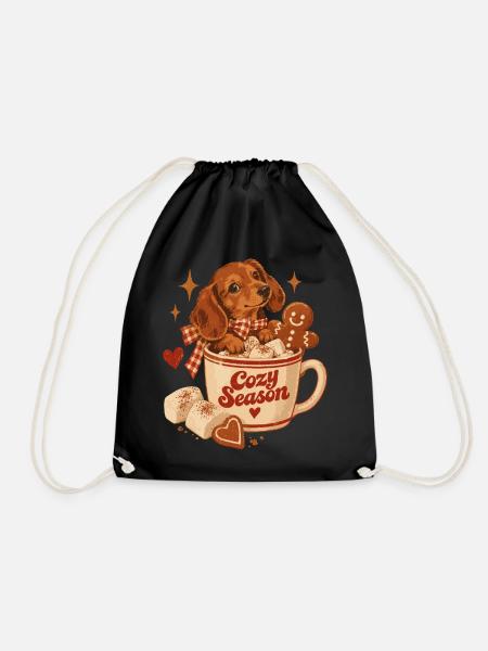 Cozy Season Dachshund - Turnbeutel - Schwarz