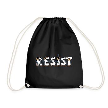 Penguin Protests Resistance Taxes - Drawstring Bag - black - Front