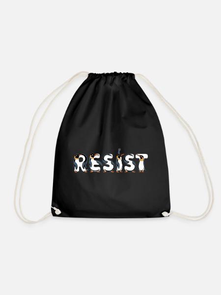 Penguin Protests Resistance Taxes - Drawstring Bag - black