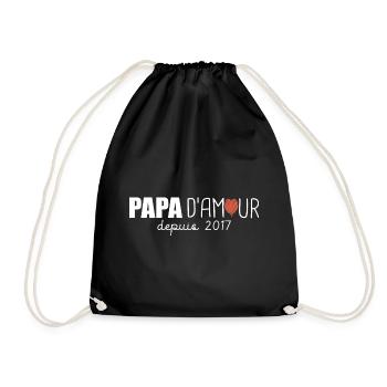 papa amour depuis 2017 cadeau fete papa - Sac de sport léger - noir - Devant