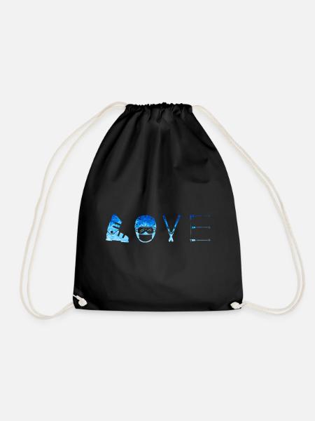 SKI LOVE - Wintersport - Skifahren - Snow Edition* - Turnbeutel - Schwarz