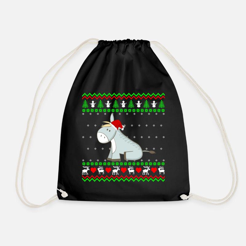Süßer Esel Maultier Ugly Christmas Geschenk - Turnbeutel - Schwarz