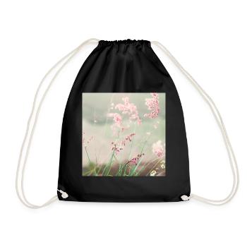 Summer meadow watercolor nature - Drawstring Bag - black - Front
