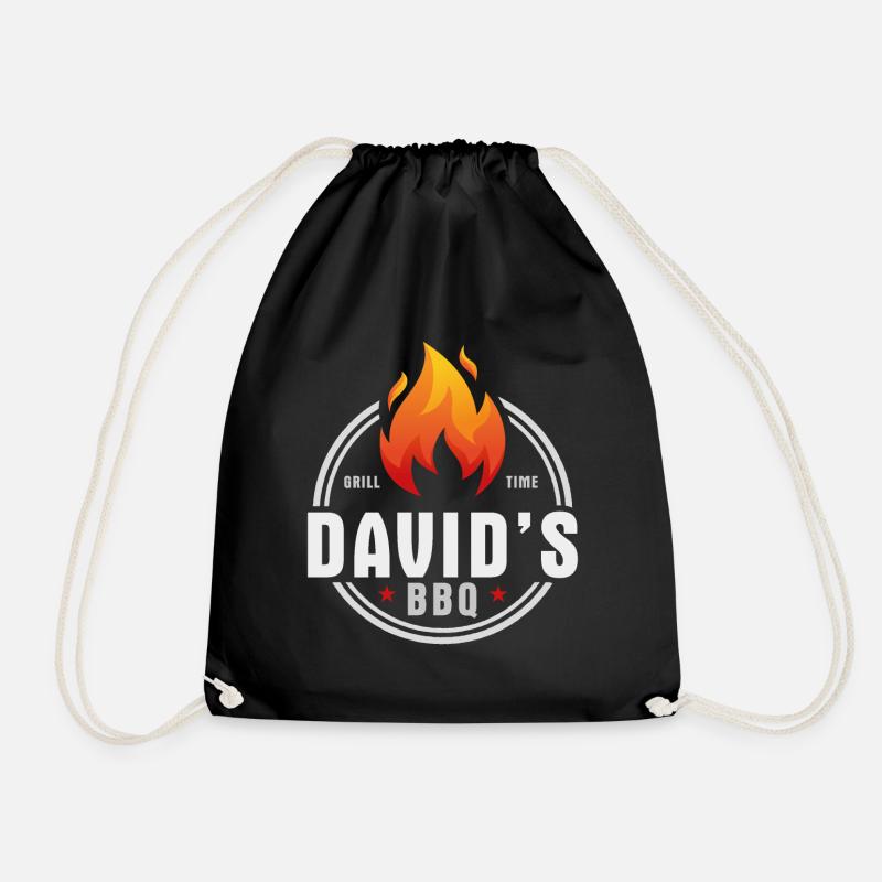 Davids BBQ - Drawstring Bag - black