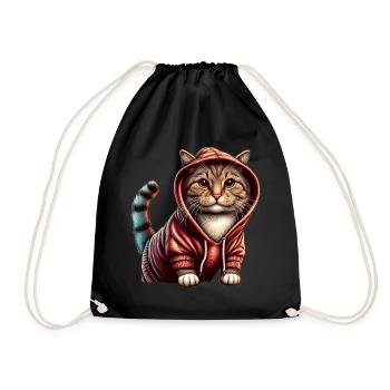 Chaton mignon portant un sweat à capuche - Sac de sport léger - noir - Devant