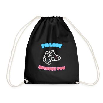 I'm lost without you amour I love you socks - Drawstring Bag - black - Front