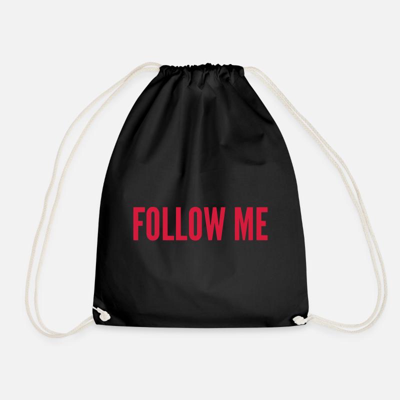follow me-follow me-fun-funny-funny - Drawstring Bag - black