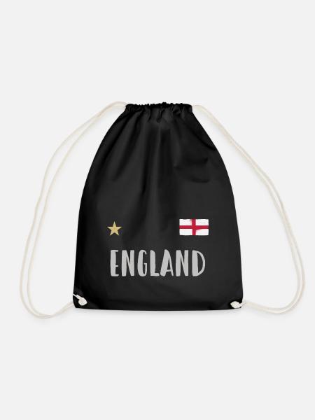 England Football Fan Shirt English Flag - Drawstring Bag - black
