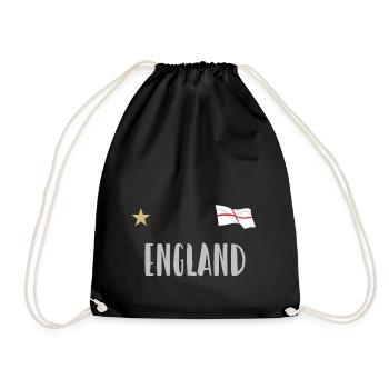 England Fußball Trikot Englische Flagge - Turnbeutel - Schwarz - Vorne