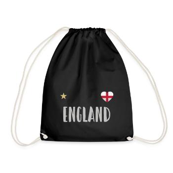 England Fußball Trikot Englische Flagge - Turnbeutel - Schwarz - Vorne