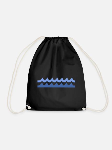 Minimalistische blaue Welle - Turnbeutel - Schwarz