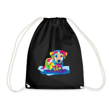 Colorful dog - Drawstring Bag - black - Front