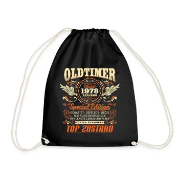 Oldtimer Baujahr 1978 Jahrgang Geburtstag Geschenk - Turnbeutel - Schwarz - Vorne