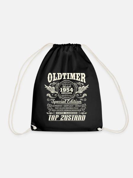 Oldtimer Baujahr 1954 Jahrgang Geburtstag Geschenk - Turnbeutel - Schwarz
