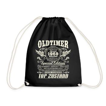 Oldtimer Baujahr 1968 Jahrgang Geburtstag Geschenk - Turnbeutel - Schwarz - Vorne