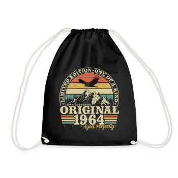 1964 Vintage Birthday Retro Vintage Gift - Drawstring Bag - black - Front