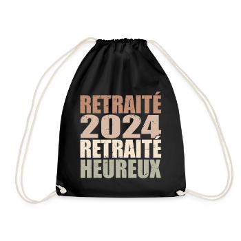 Happy Retiree Retirement Gift 2024 - Drawstring Bag - black - Front