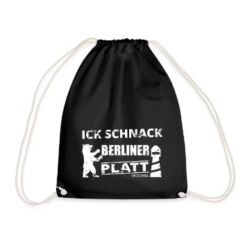 Berliner Plattdeutsch - Turnbeutel - Schwarz - Vorne