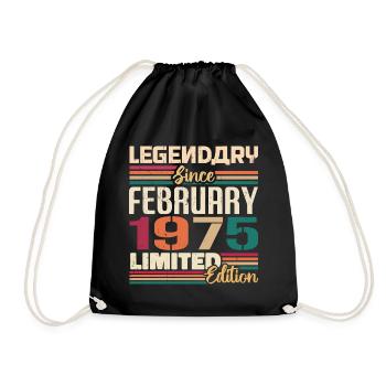 February 1975 Birthday Present February 1975 - Drawstring Bag - black - Front