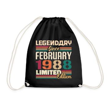 Cadeau d'anniversaire de février 1988 Février 1988 - Sac de sport léger - noir - Devant