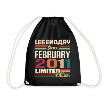 February 2011 Birthday Present February 2002 - Drawstring Bag - black - Front