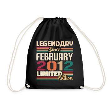 February 2012 Birthday Present February 2002 - Drawstring Bag - black - Front