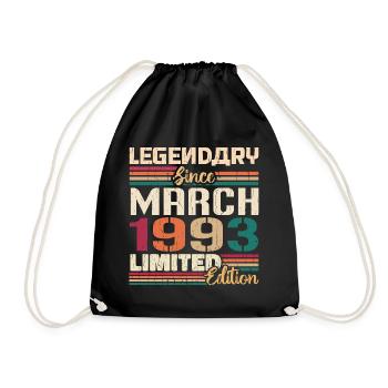 Mars 1993 Vintage Born Vintage Anniversaire - Sac de sport léger - noir - Devant