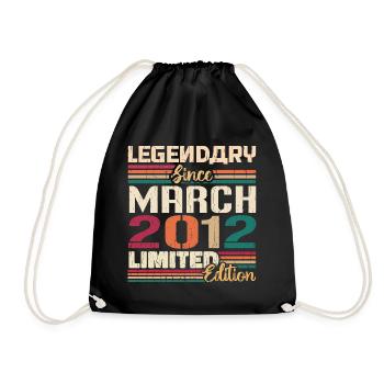 March 2012 Vintage Born Vintage Birthday - Drawstring Bag - black - Front