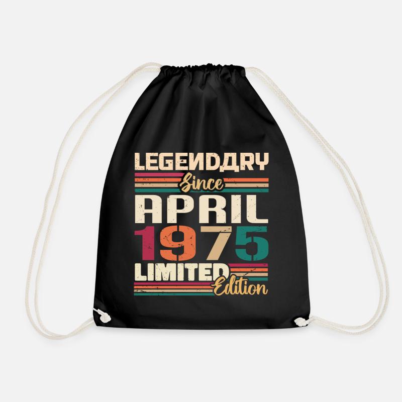 Legends are born in April 1975 - 1975 - Drawstring Bag - black
