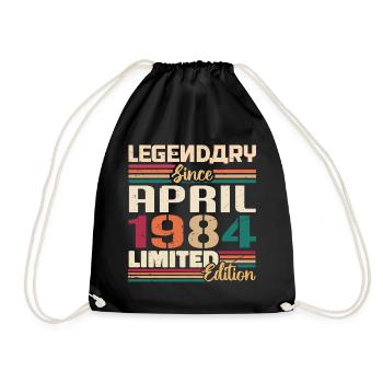 Legends Are Born In April 1984 - 1984 - Drawstring Bag - black - Front