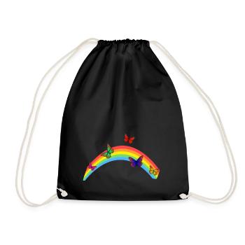Butterfly rainbow - Drawstring Bag - black - Front