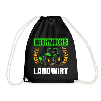 Landwirtschaft Nachwuchs Landwirt Traktor - Turnbeutel - Schwarz - Vorne
