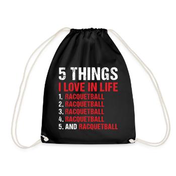 Sport 5 choses que j’aime dans la vie Racquetball - Sac de sport léger - noir - Devant