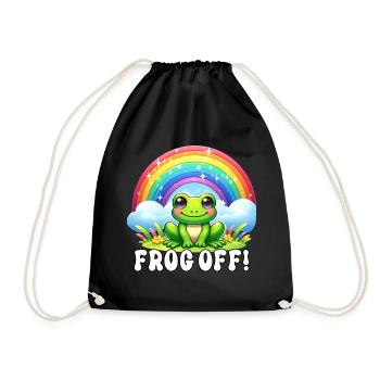 Frog Off Lustiger Ironischer Spruch - Turnbeutel - Schwarz - Vorne